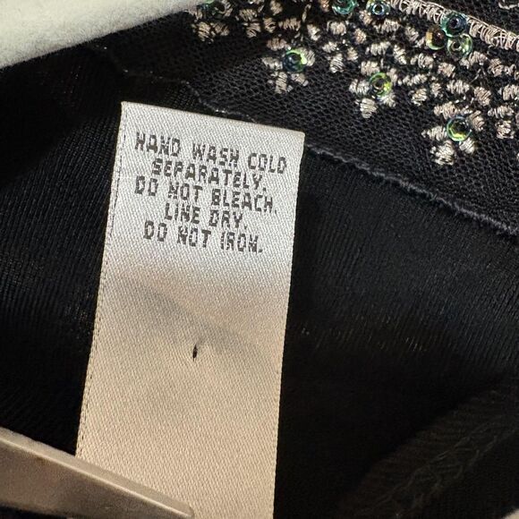 Chico's Travelers Cardigan Womens Sz S Black Open Front Embroidered Sequin Top - Picture 7 of 7